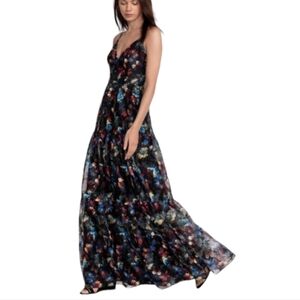 Johnny Was Papillon Embroidered Maxi Dress Butterfly Black Size‎ 8 New MSRP $598